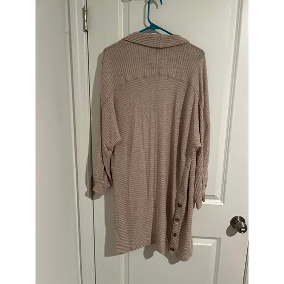 Saturday/Sunday by Anthropologie Ribbed Long Cardigan M Beige/Pink Undertone - Picture 6 of 7